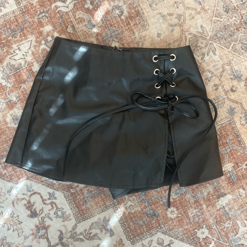 Altar’s State - Black Faux Leather Skort